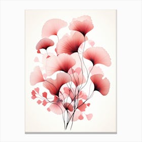 Pink Ginkgo Leaves 1 Canvas Print