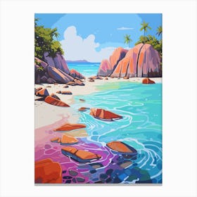 An Oil Painting Of Anse Source D Argent 2 Canvas Print