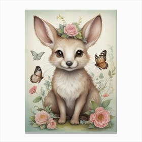 Fox With Flowers Canvas Print