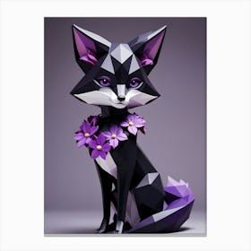 Low Poly Floral Fox Girl, Purple (24) Canvas Print