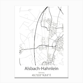 Alsbach Hahnlein,Germany Minimalist Map Canvas Print