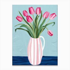 Pink Tulips In A Vase 2 Canvas Print