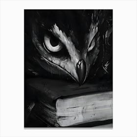 Dark Gothic Owl On A Book Canvas Print