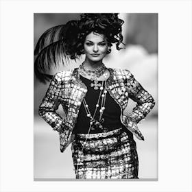 Linda Evangelista Walks The Runway At The Chanel Haute Couture Spring Canvas Print