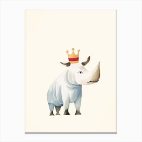 Little Rhinoceros 3 Wearing A Crown Canvas Print