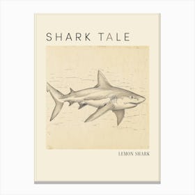 Lemon Shark Vintage Illustration 1 Poster Canvas Print