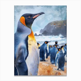 King Penguin Oamaru Blue Penguin Colony Colour Block Painting 1 Canvas Print