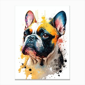 Cute French Bulldog Watercolor Portrait Canvas Print
