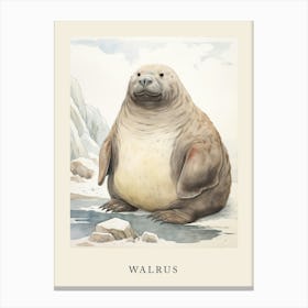 Beatrix Potter Inspired  Animal Watercolour Walrus 1 Canvas Print