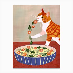 Cat And Big Salad Canvas Print