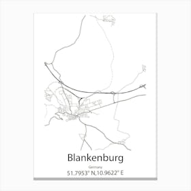 Blankenburg,Germany Minimalist Map Canvas Print