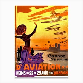 Grande Semaine, Vintage Aviation Poster Canvas Print