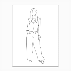 Woman In A Suit Monoline Drawing Illustration Canvas Print