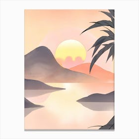 Sunset With Palm Trees 4 Canvas Print