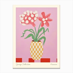 Spring Collection Freesias Flower Vase 3 Canvas Print
