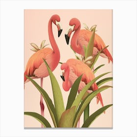 Chilean Flamingo Bromeliads Minimalist Illustration 4 Canvas Print