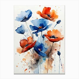 Wonderful Poppy Flowers Minimalism Canvas Print