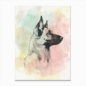 Pastel Belgian Tervuren Dog Pastel Line Illustration 1 Canvas Print