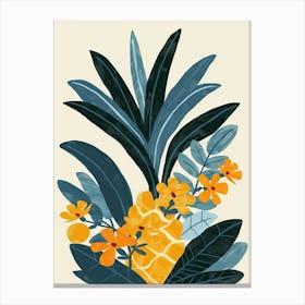 Pineapple Tree Illustration Flat 4 Canvas Print