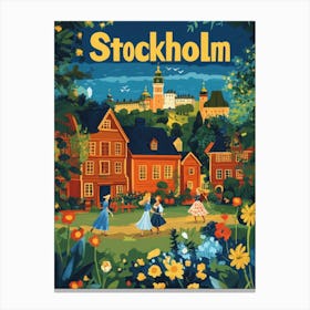 Aihrgdesign A 1970s Inspired Travel Poster For Stockholm Canvas Print