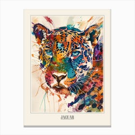Jaguar Colourful Watercolour 2 Poster Canvas Print