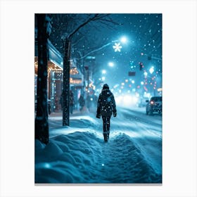 A Magical Winter Scene Layered With A Pattern Of Isolated Snowflakes Caught In A Soft Winter Storm Canvas Print