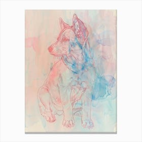 Colourful Swedish Vallhund Line Illustration 3 Canvas Print