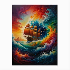 Ship In The Sea Canvas Print