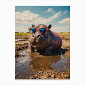 Hippo In Sunglasses Canvas Print