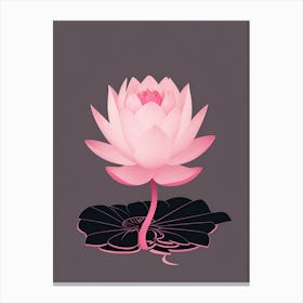 A Pink Lotus In Minimalist Style Vertical Composition 37 Canvas Print