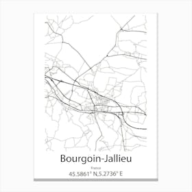 Bourgoin Jallieu,France Minimalist Map Canvas Print