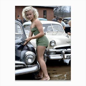 50's Style Community Car Wash Reimagined - Hall-O-Gram Creations 10 Canvas Print