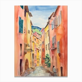 Perugia, Italy Watercolour Streets 4 Canvas Print