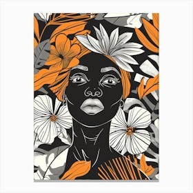 African Woman With Flowers 3 Canvas Print