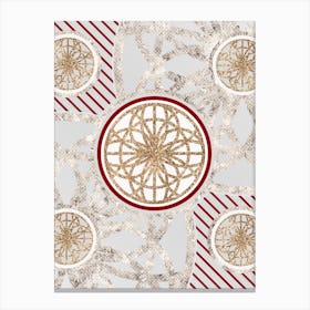 Geometric Abstract Glyph in Festive Gold Silver and Red n.0037 Canvas Print