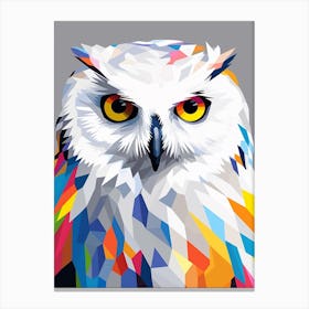 Colourful Geometric Bird Snowy Owl 3 Canvas Print