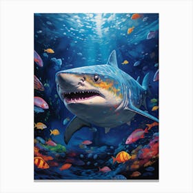  A Tiger Shark Vibrant Paint Splash 3 Canvas Print