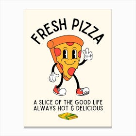 Fresh Pizza Retro Character Canvas Print