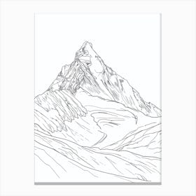 Mount Logan Canada Line Drawing 3 Canvas Print