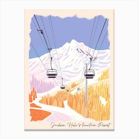 Poster Of Jackson Hole Mountain Resort   Wyoming, Usa, Ski Resort Pastel Colours Illustration 2 Canvas Print