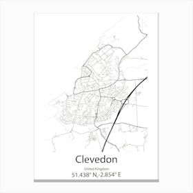 Clevedon,United Kingdom Minimalist Map Leinwandbild