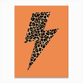 Lightning Bolt in Leopard Print on Orange Canvas Print