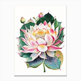 Lotus Flower Pattern Decoupage 2 Canvas Print