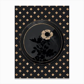 Shadowy Vintage Macartney Rose Botanical in Black and Gold n.0026 Canvas Print