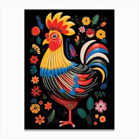 Folk Bird Illustration Chicken 6 Canvas Print