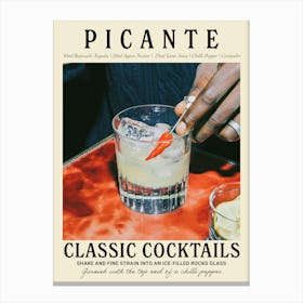 Picante Cocktail Recipe Vintage Kitchen Style Canvas Print