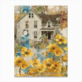 Ochre Flowers Scrapbook Collage Cottage 3 Canvas Print