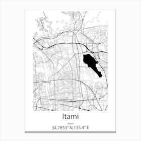 Itami,Japan Minimalist Map Canvas Print