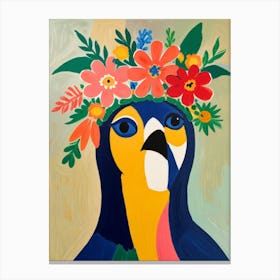 Parrot In Flower Crown Canvas Print