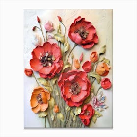 Embedded Rhapsody Impasto Poppy Blooms Canvas Print